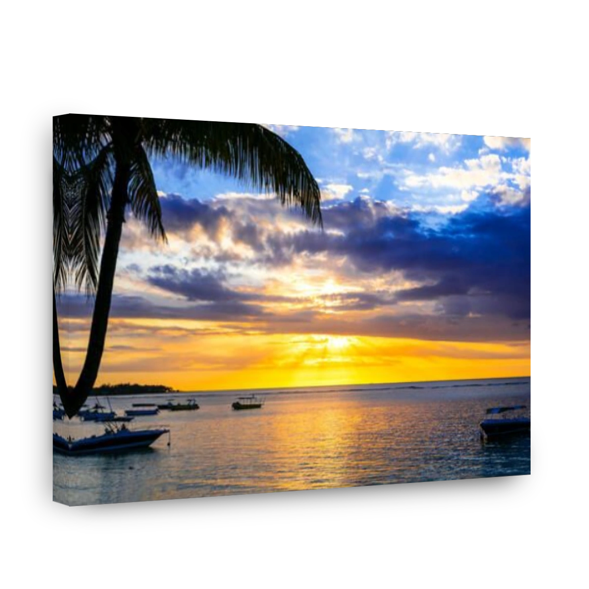 Tropical paradise over sunset,Mauritius island.