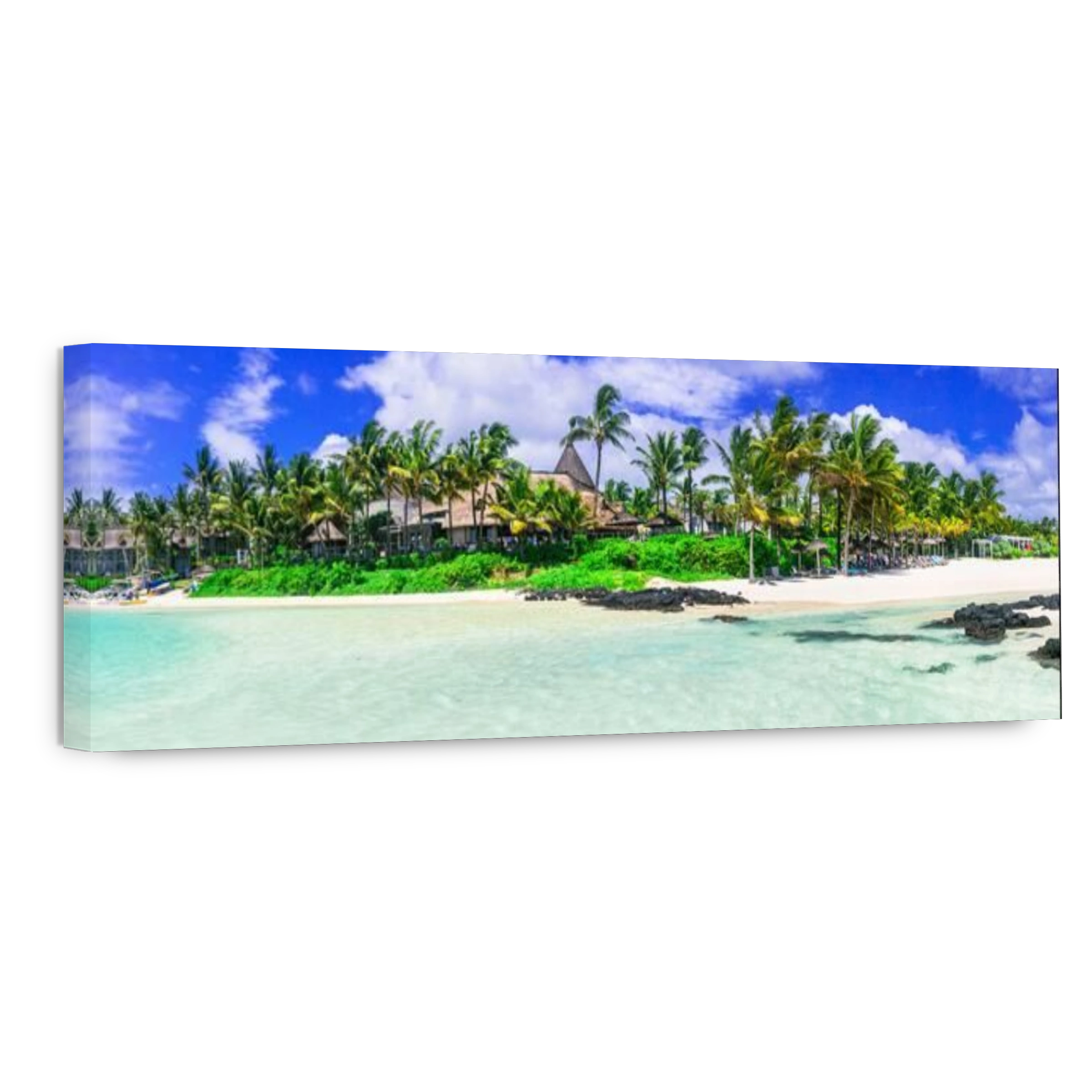 Tropical paradise in Mauritius ,view with turquoise sea and luxury resort,Bell Mare.