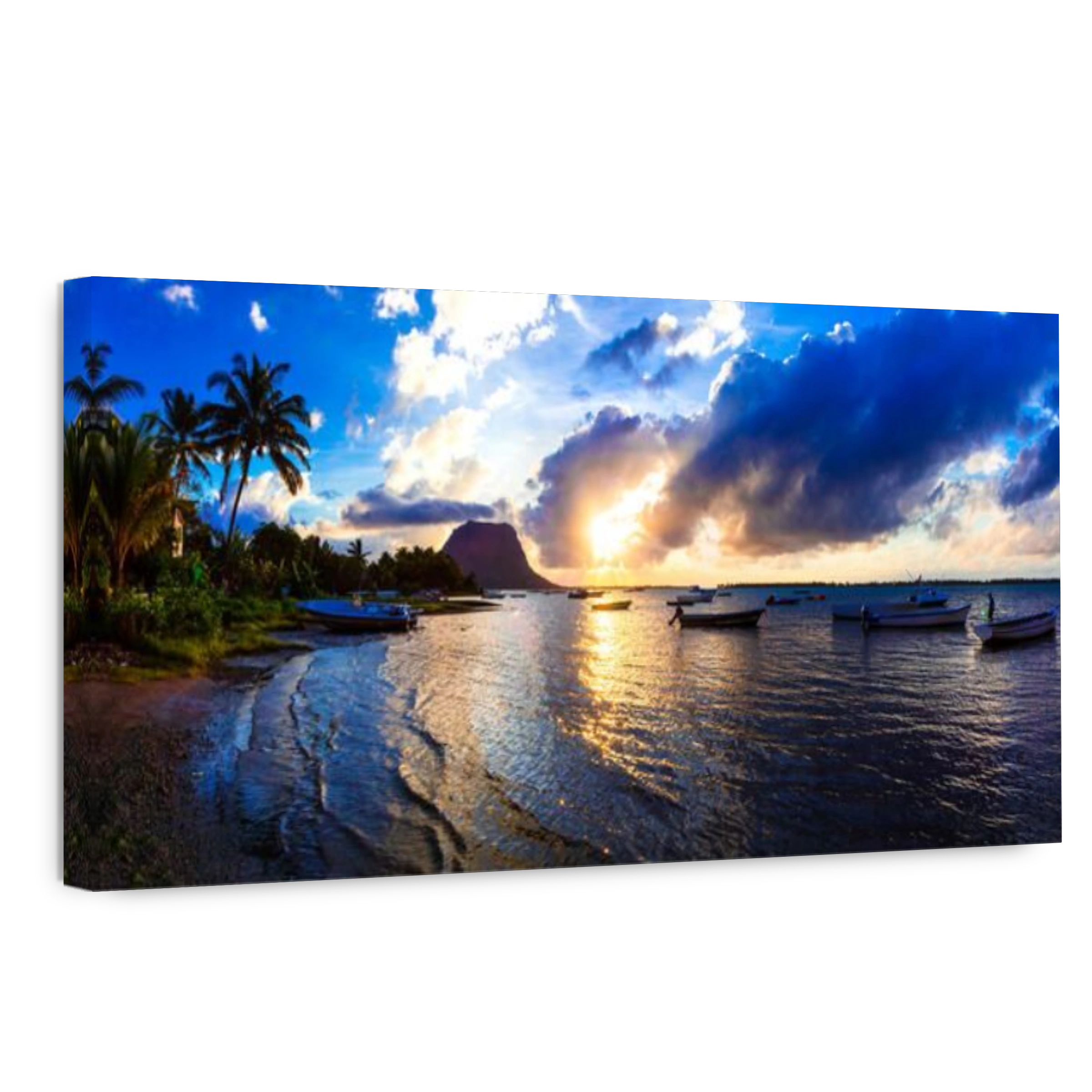 Beautiful Le Morne beach over sunset,Mauritius island.