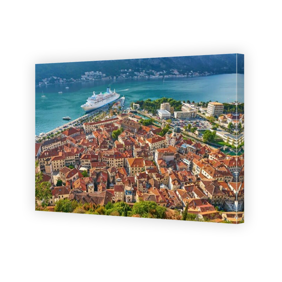 Aerial view of Kotor Old Town, Bay of Kotor, Montenegro