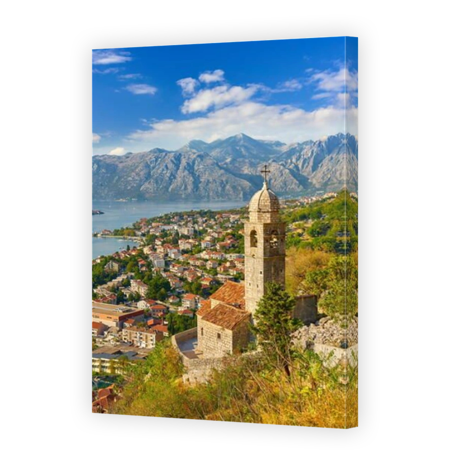 Aerial view of Kotor balkan village, Montenegro