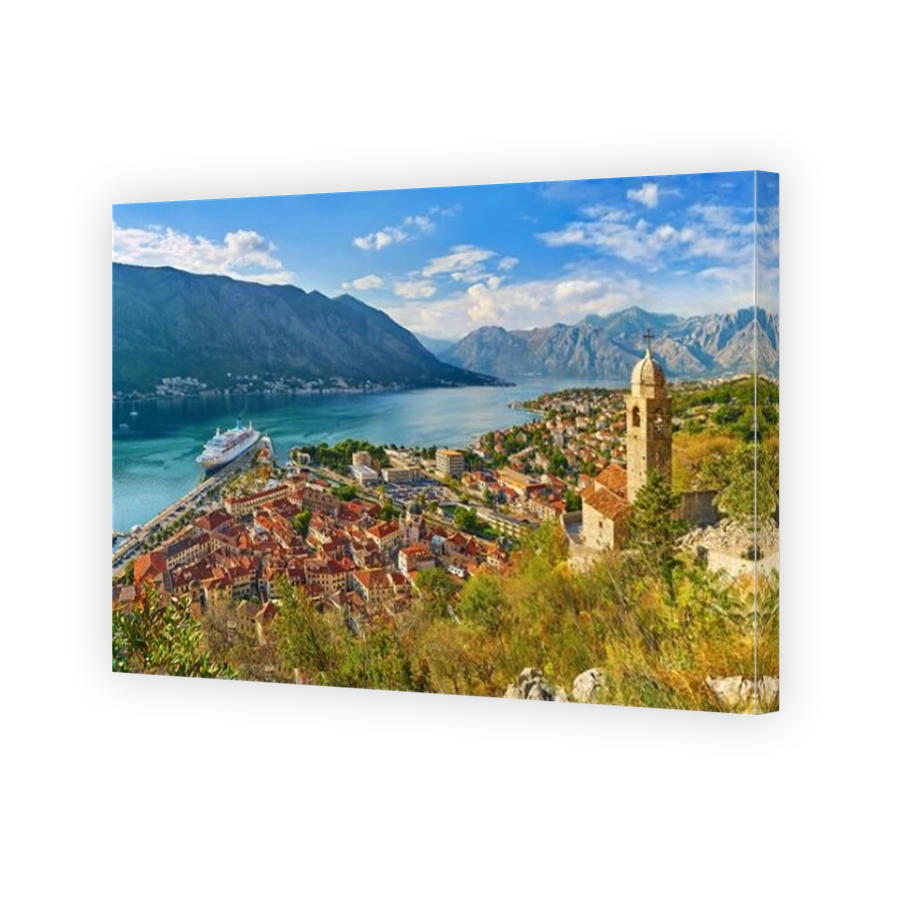 Panoramic view of Kotor Bay, Montenegro