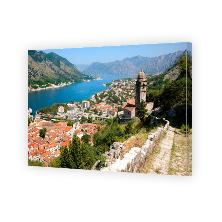Kotor bay from the chuch of our Laday of Health ( Crkva Gospe od zdravja - 15th century) above Kotor town, Montenegro