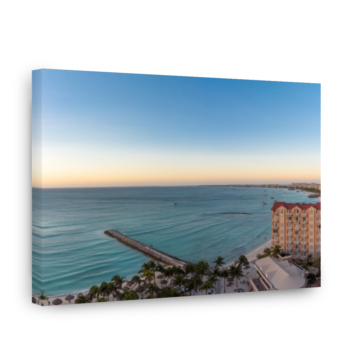 Panoramic coastal line on the beaches of Aruba. Dutch islands