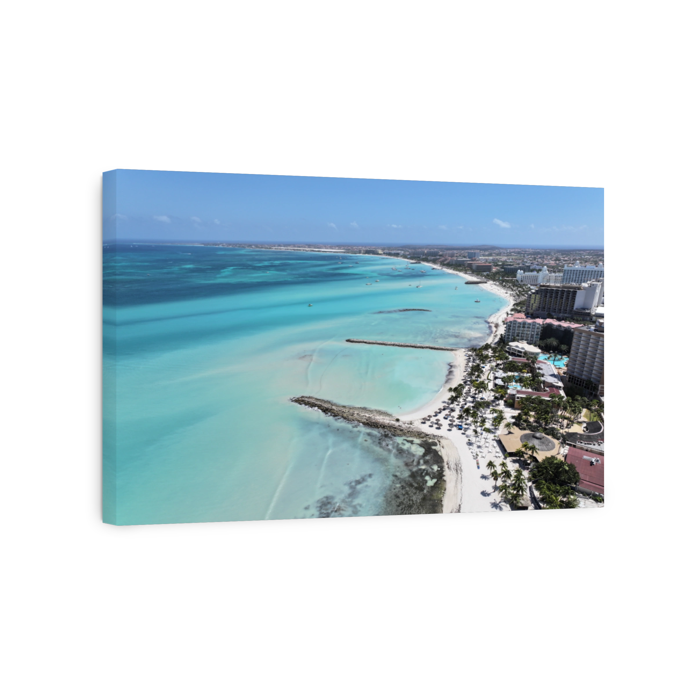 Palm Beach At Oranjestad In Caribbean Netherlands Aruba.