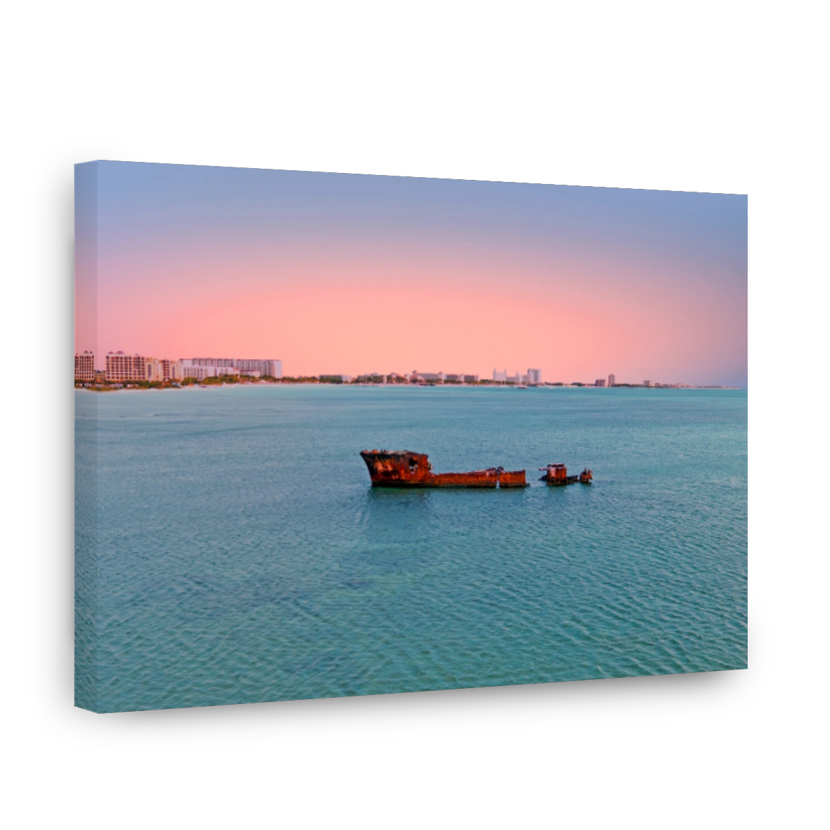 Ship wreck at the coast from Aruba island in the Caribbean Sea