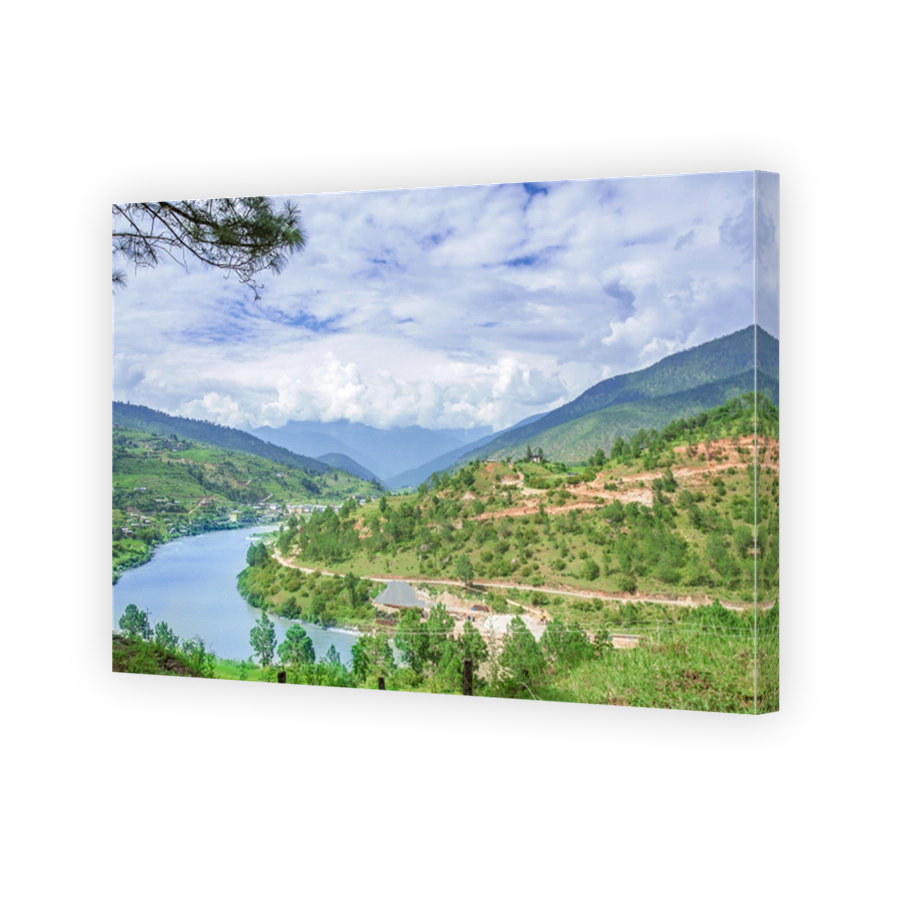 Landscape top view in Punakha and the river, Bhutan