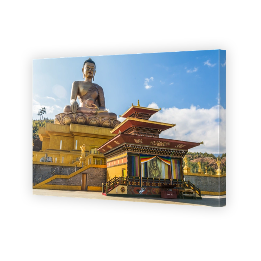 The Great Buddha Dordenma is sited amidst the ruins of Kuensel Phodrang in Thimphu, Bhutan