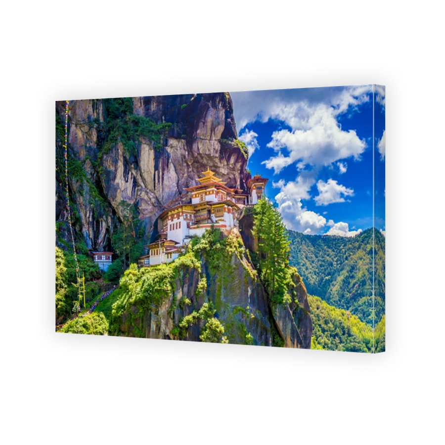 Tiger nest monastery on a bright bluesky day, Taktshang Goemba, Paro, Bhutan