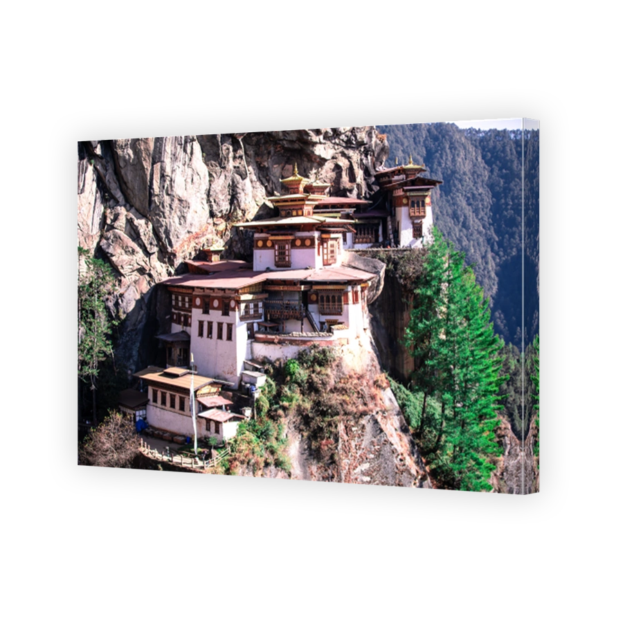 Paro Taktsang on cliffs surrounded by nature