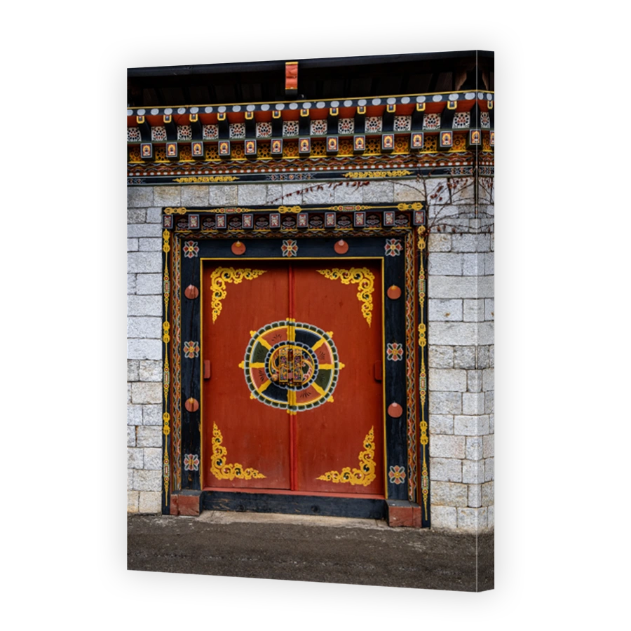 Beautiful Buddhist temple complex inside of the Fortress of the Glorious Religion in Thimphu Bhutan