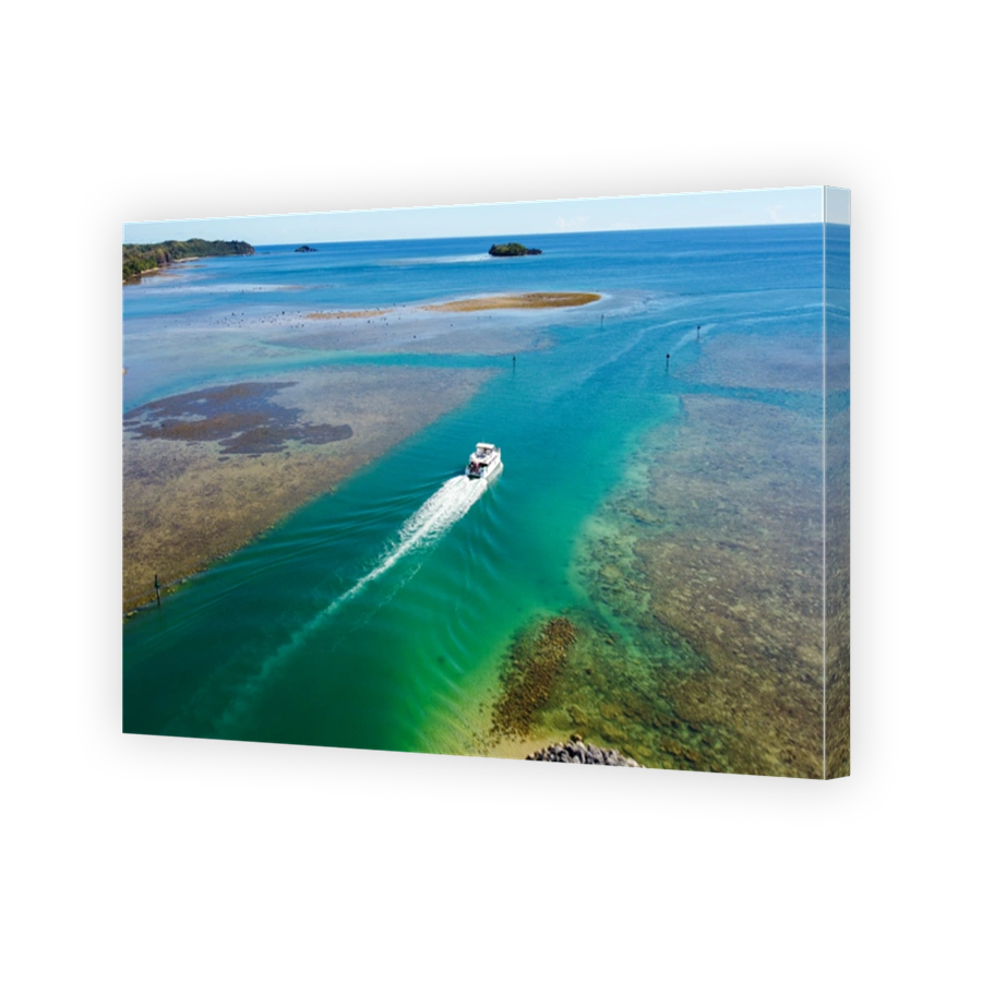 Boat leaving marina
