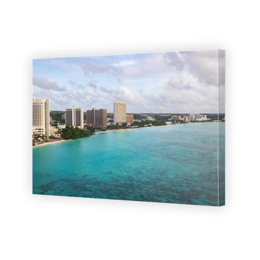 Panoramic View of Tumon Bay with City Skyline and Clear Waters