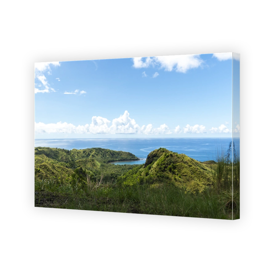 Lush green hills and sparkling waters of Guam's breathtaking landscape