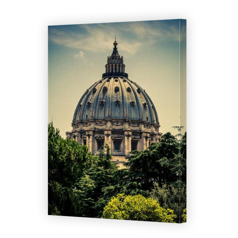 The dome of St. Peter's Basilica shot from the Vatican. Rome. Italy.