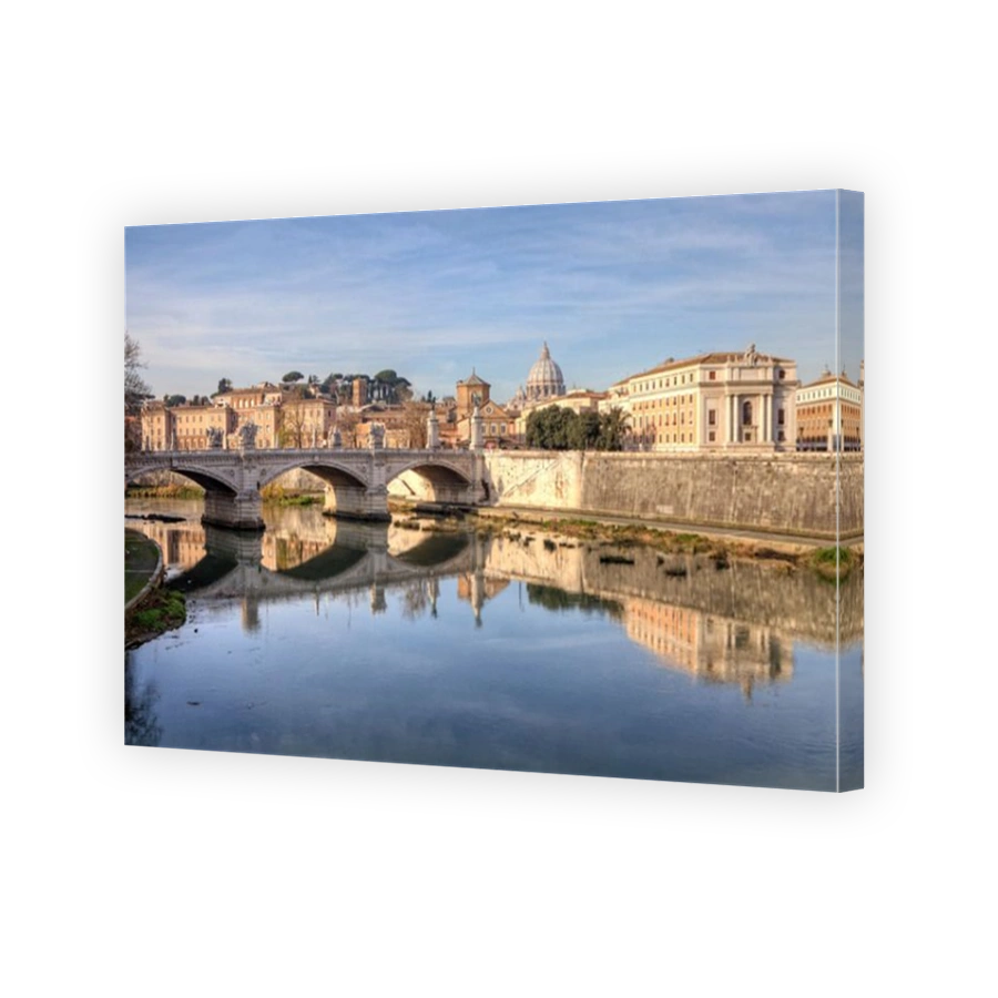 View of St. Peter's Basilica and Ponte Vittorio Emanuele on the Tiber