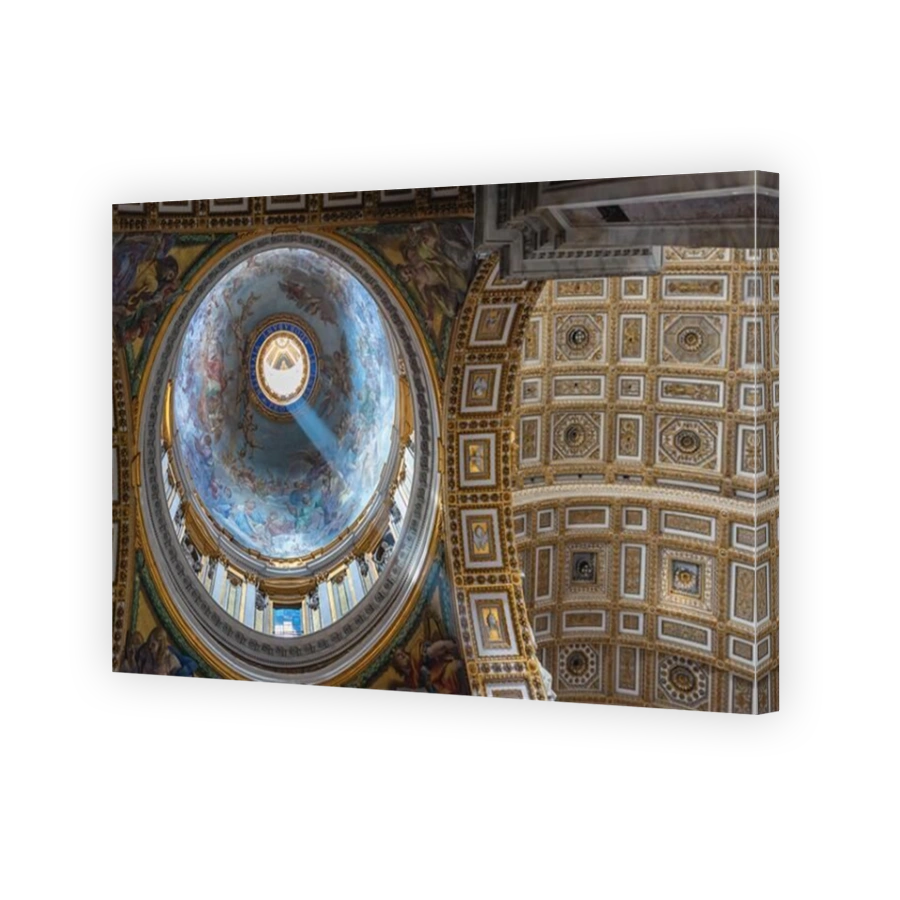 Rome, Vatican, Italy - June 21, 2015: Rome Vatican Italy light beam inside St. Peter's Basilica Dome