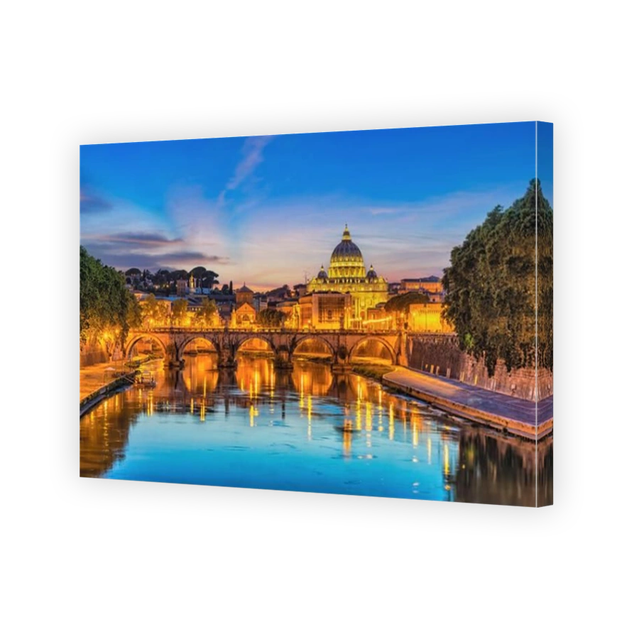 Rome Vatican Italy sunset city skyline at Tiber River