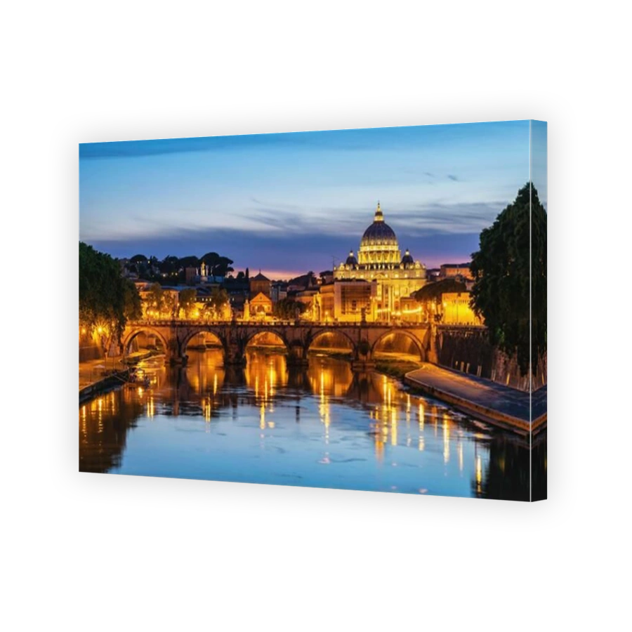 Rome Vatican Italy sunset city skyline at Tiber River