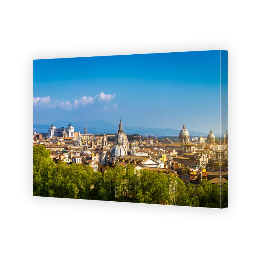 Skyline of Rome, Italy. Panoramic view of Rome architecture and landmark, Rome cityscape. Rome postcard