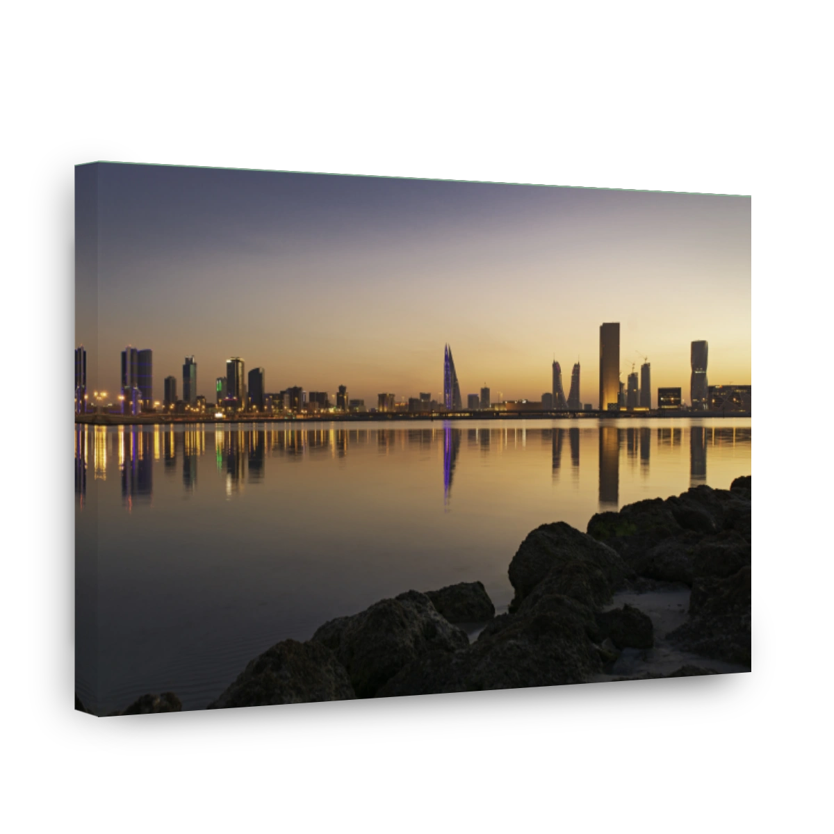 Manama Golden Hour Cityscape with Skyline Reflections