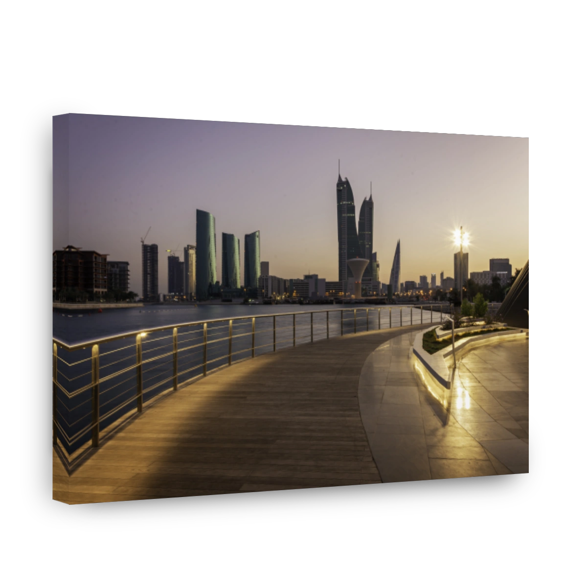 Bahrain Modern Cityscape Promenade at Sunset