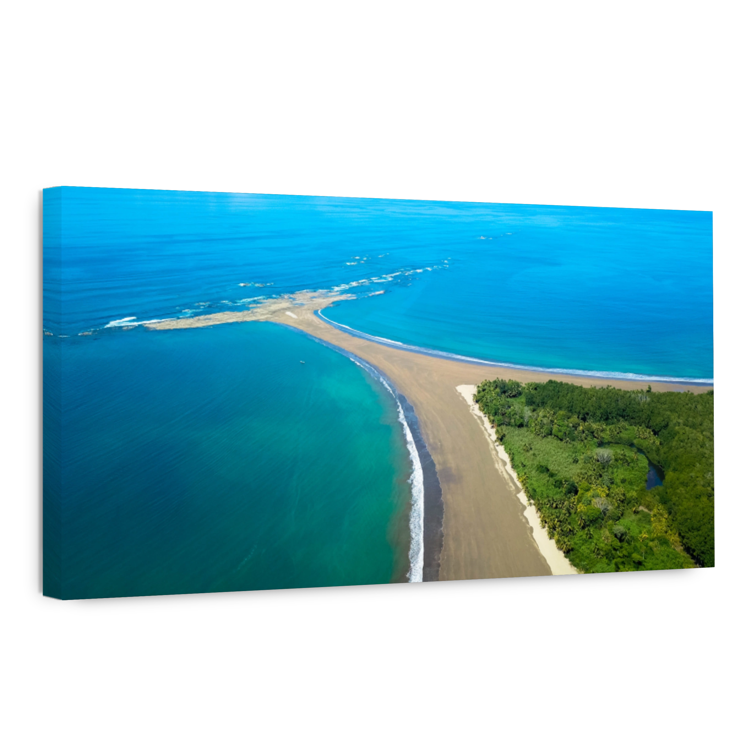 Aerial Drone View of the Whale's Tail at the Marino Ballena National Park in Uvita, Costa Rica