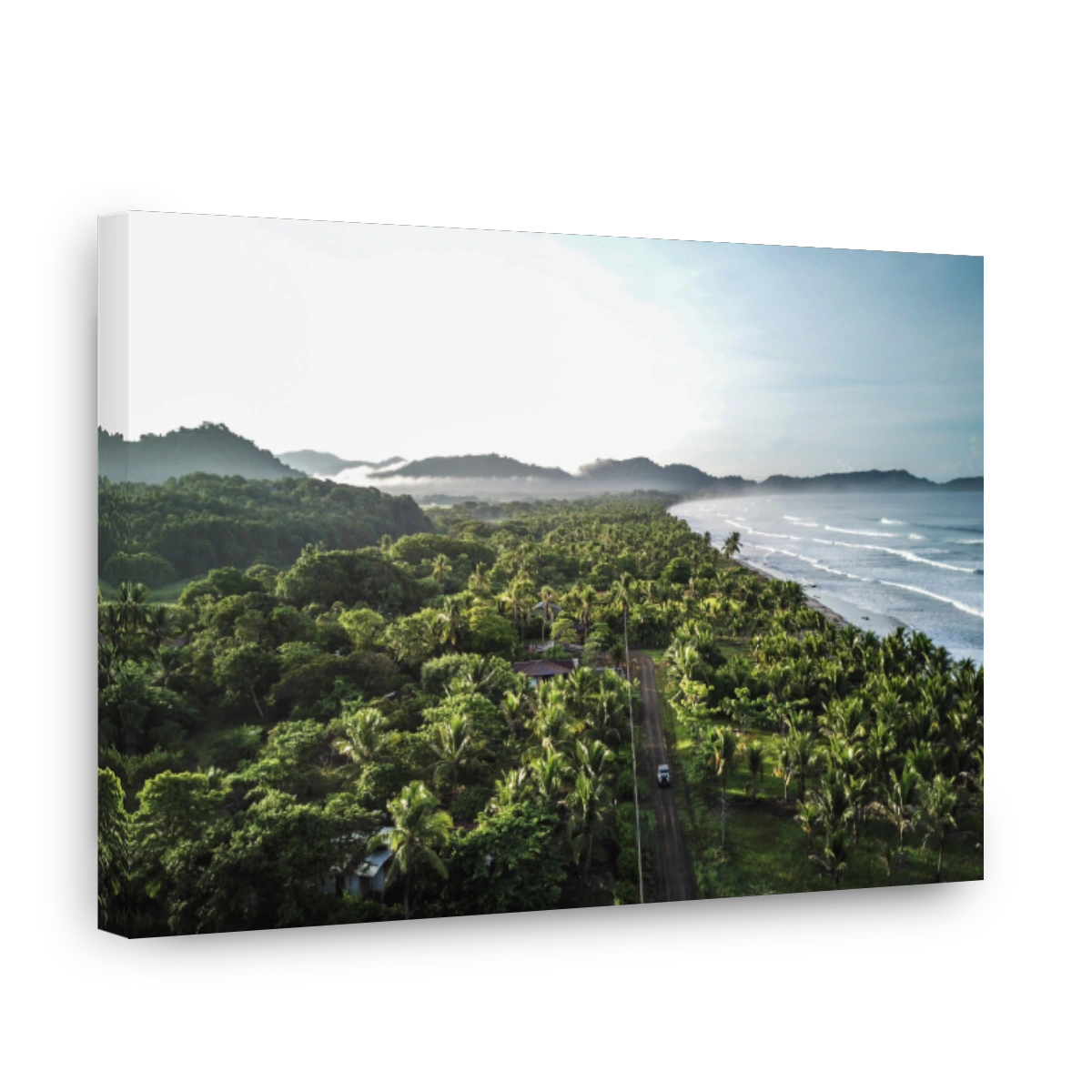 High Angle View Road Trip Between Sea And Jungle