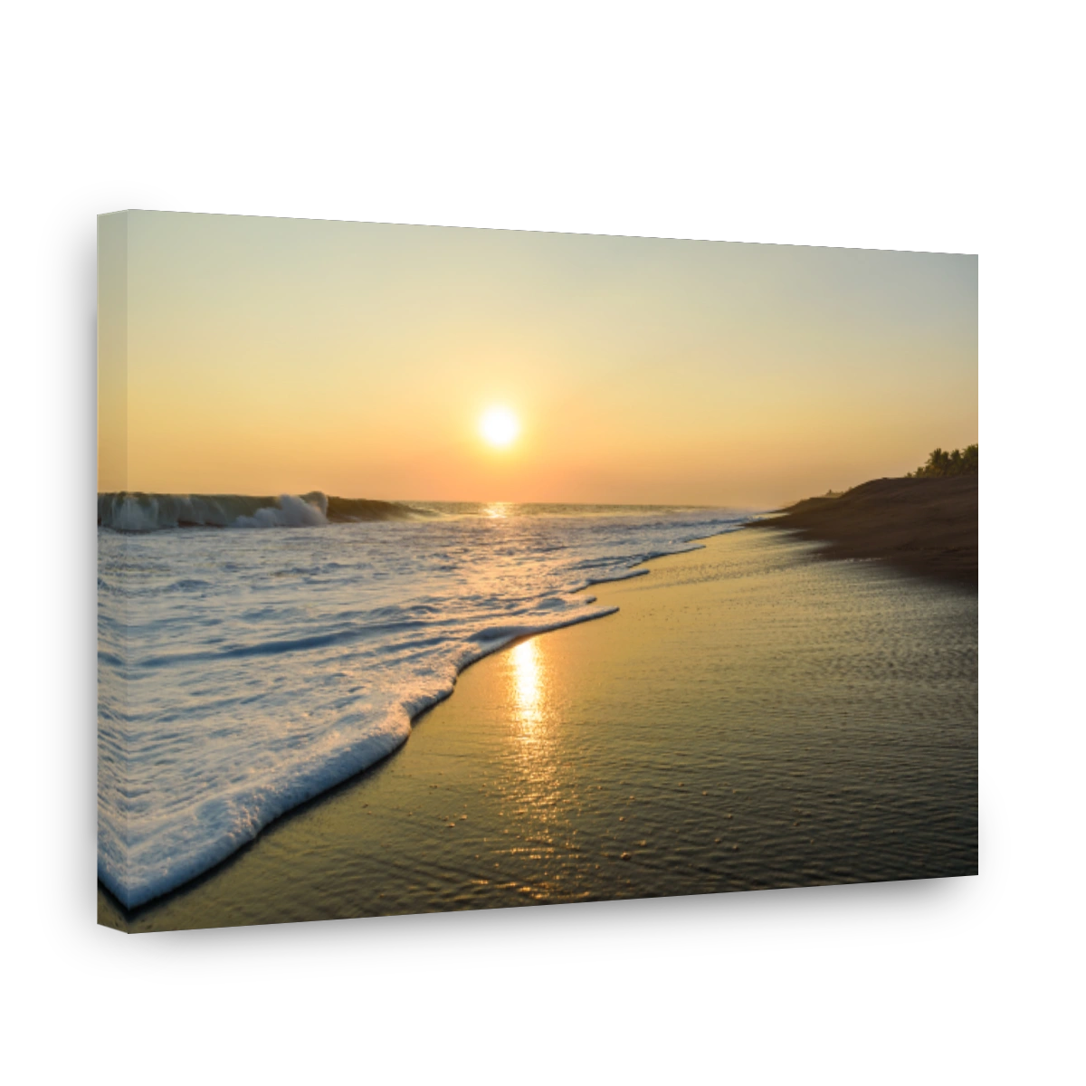 Sunset at Beach with Black Sand in Monterrico, Guatemala. Known for its volcanic black sand beaches and annual influx of sea turtles. Travel destination of Guatemala. Monterrico is situated on the Pacific coast in the department of Santa Rosa.
