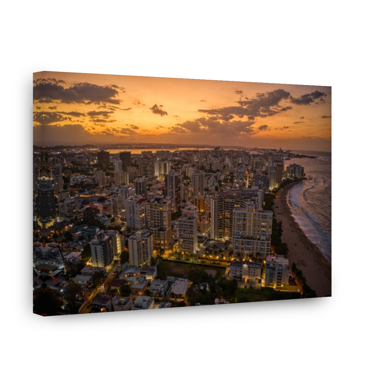 Aerial View of San Juan, Puerto Rico at Sunrise/Sunset