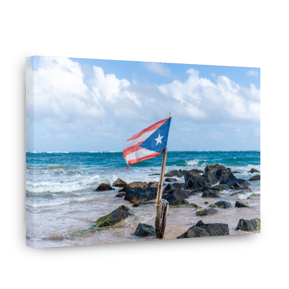 Puerto Rico Flag On A Beach
