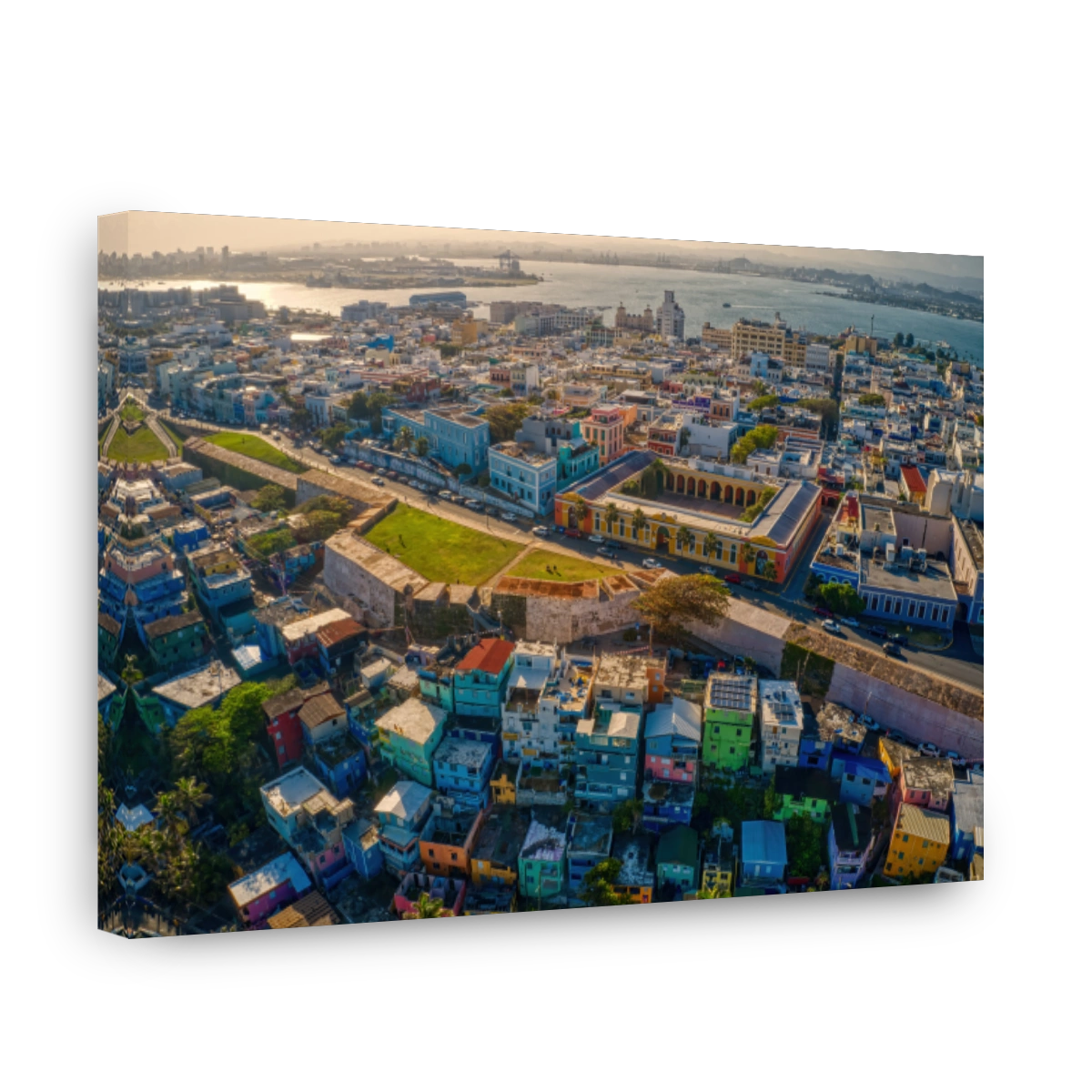 Aerial View of Old San Juan and its many Colorful Buildings