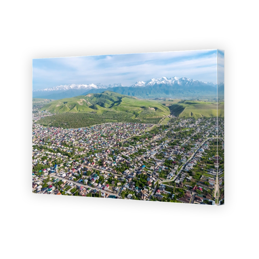 Bishkek Suburbs with Mountainous Backdrop