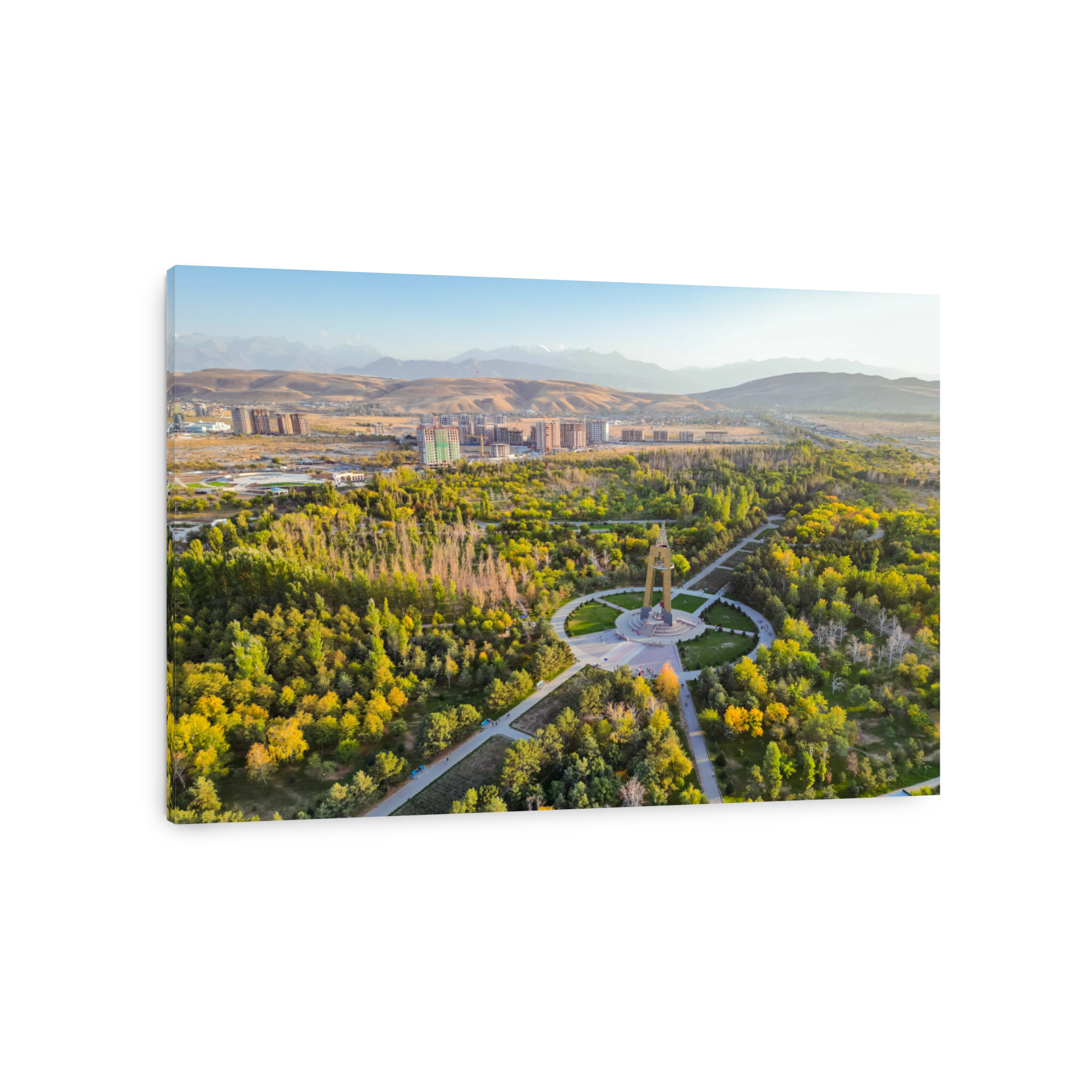 Aerial view of Victory park in Bishkek city Kyrgyzstan