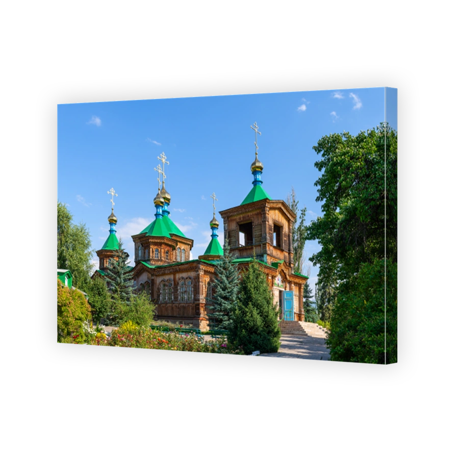 Built in 1895, the wooden Orthodox Holy Trinity Church in the Kyrgyz city of Karakol