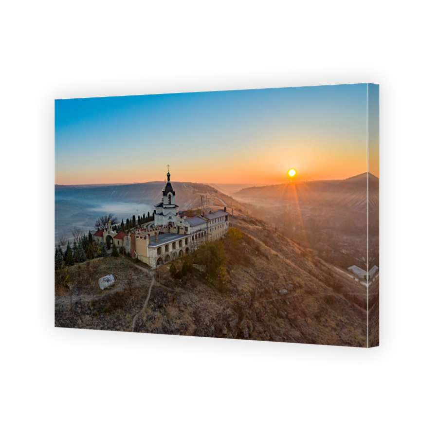 Old Orhei Monastery in Moldova sunrise panorama