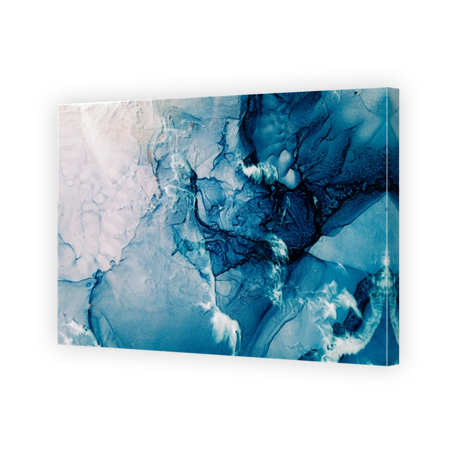 blue acrylic ink marble texture frozen water white