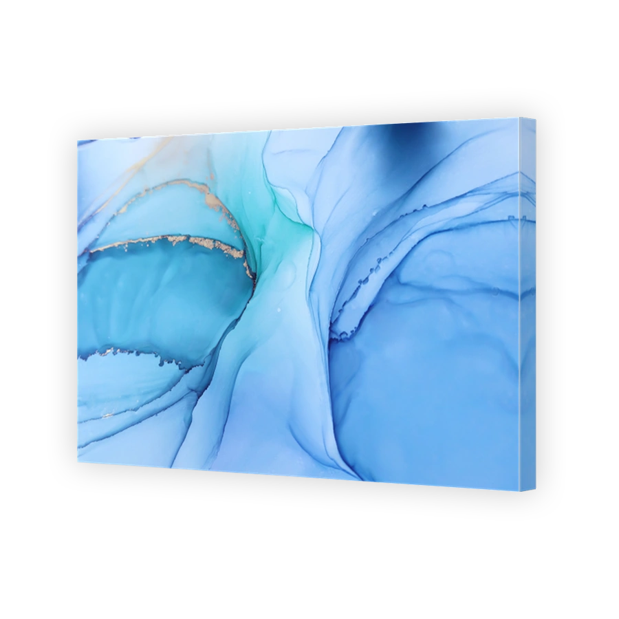 Abstract alcohol ink painting background in blue turquoise,colors with gold splashes