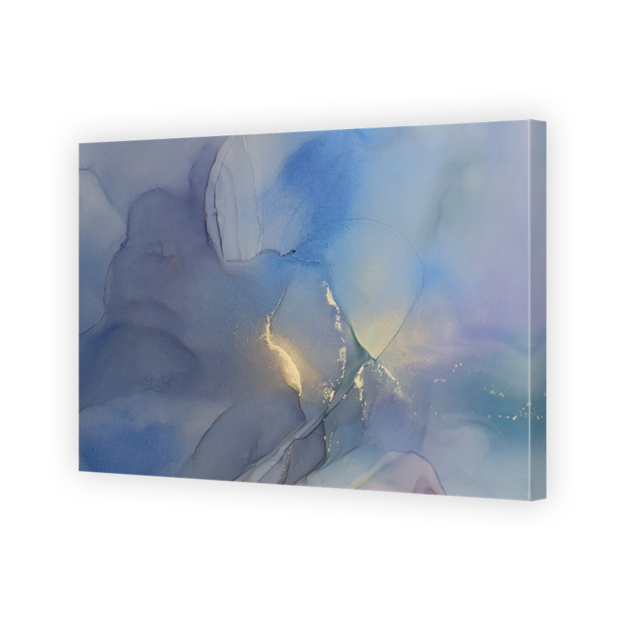 Abstract Alcohol Ink Artwork in Blue and Gold