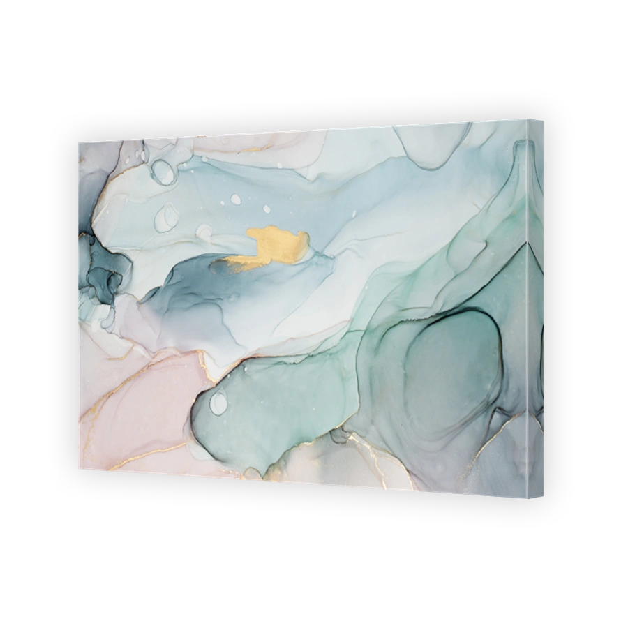 Abstract Alcohol ink Art with pastel blue green pink toned