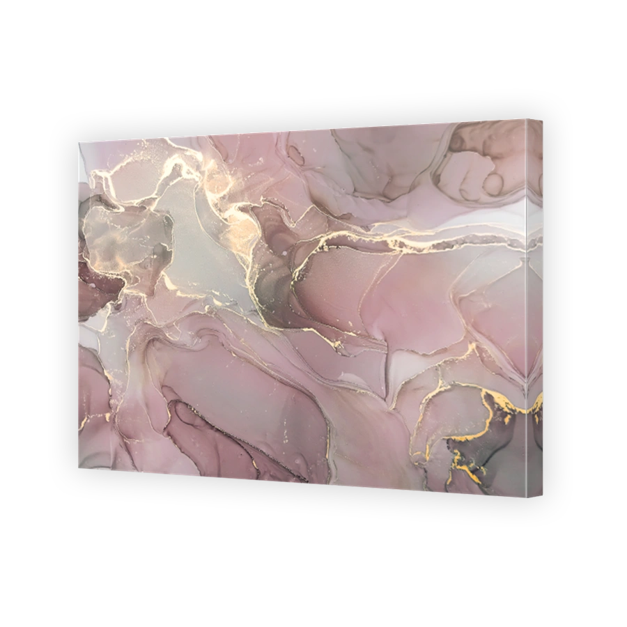 Abstract alcohol ink painting background in pink purple black colors with gold splashes