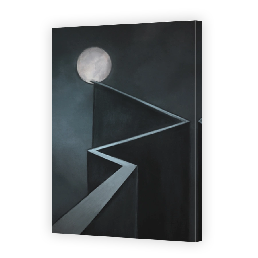 surreal way leading to the moon, concept of success and business, imagination and dream