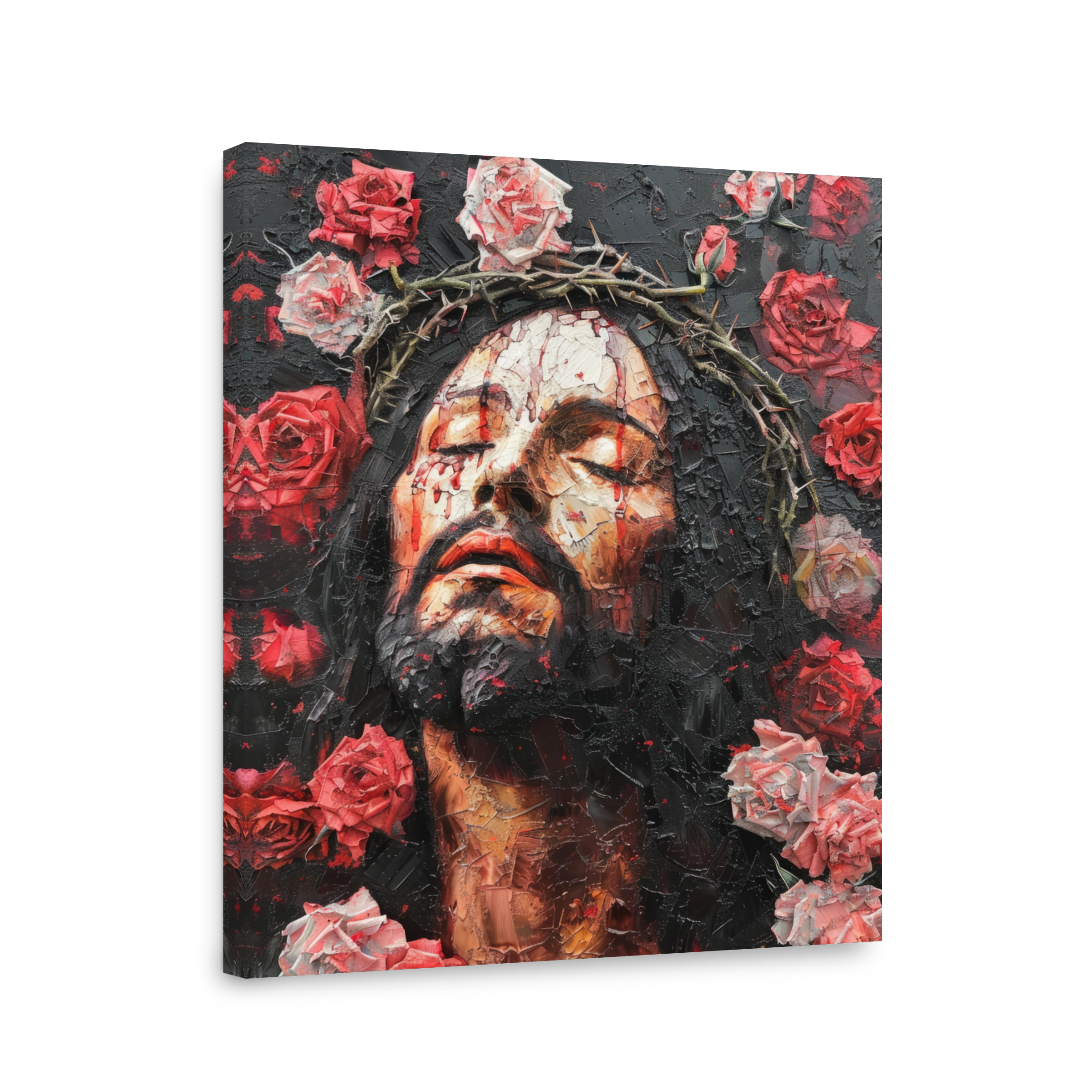 Jesus Christ with Thorns and Roses Textured Painting