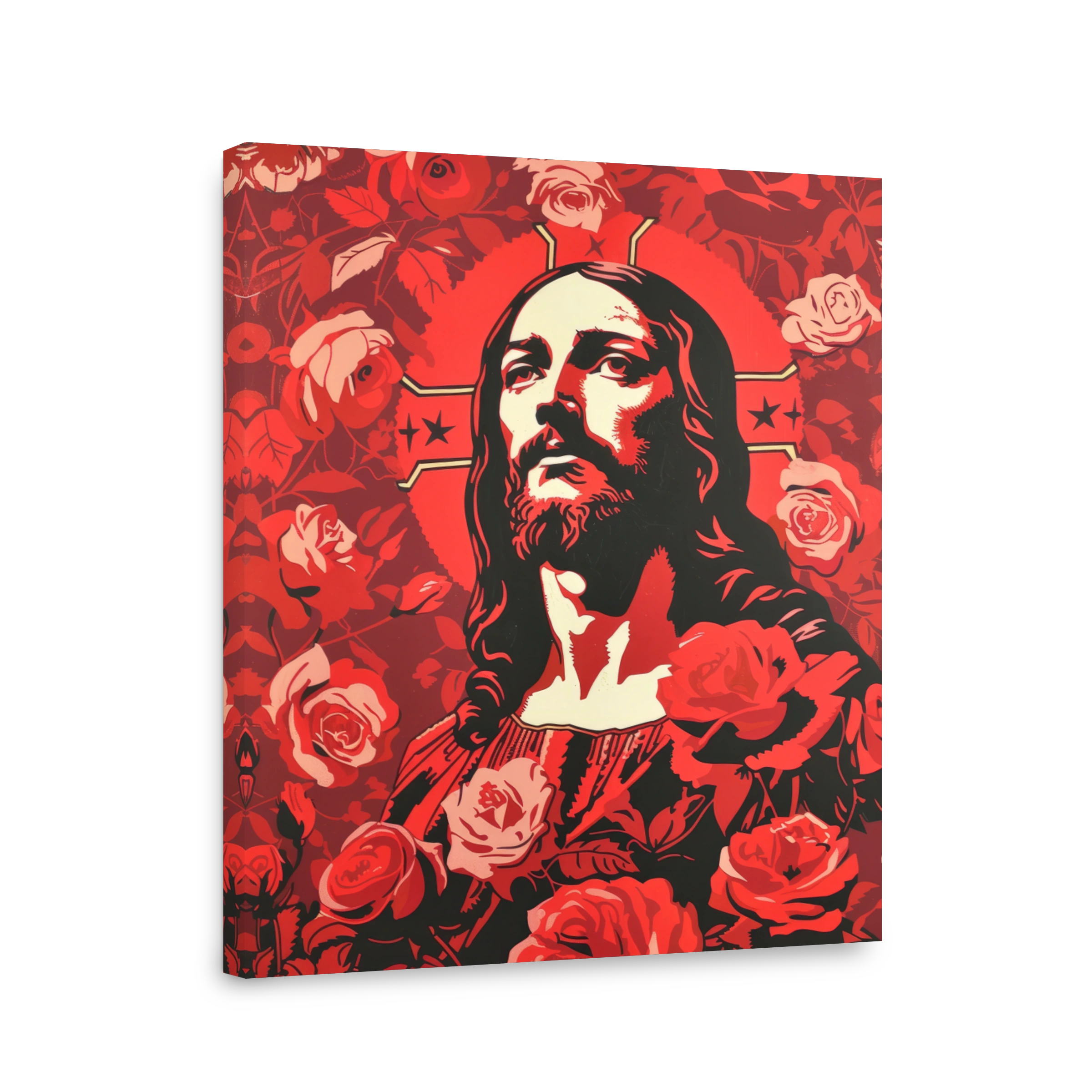 Jesus Surrounded by Roses Bold Print
