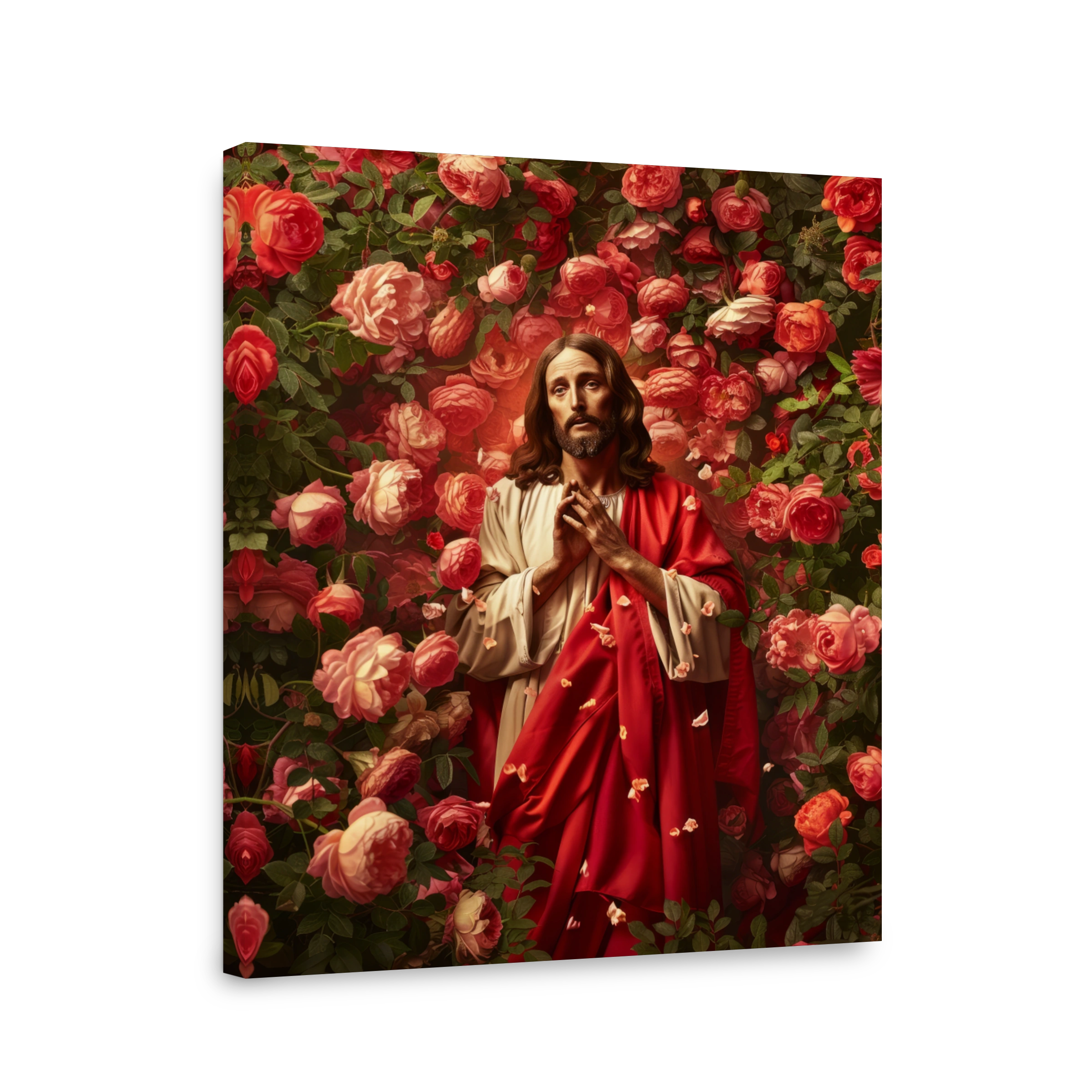 Jesus surrounded by roses, digital art