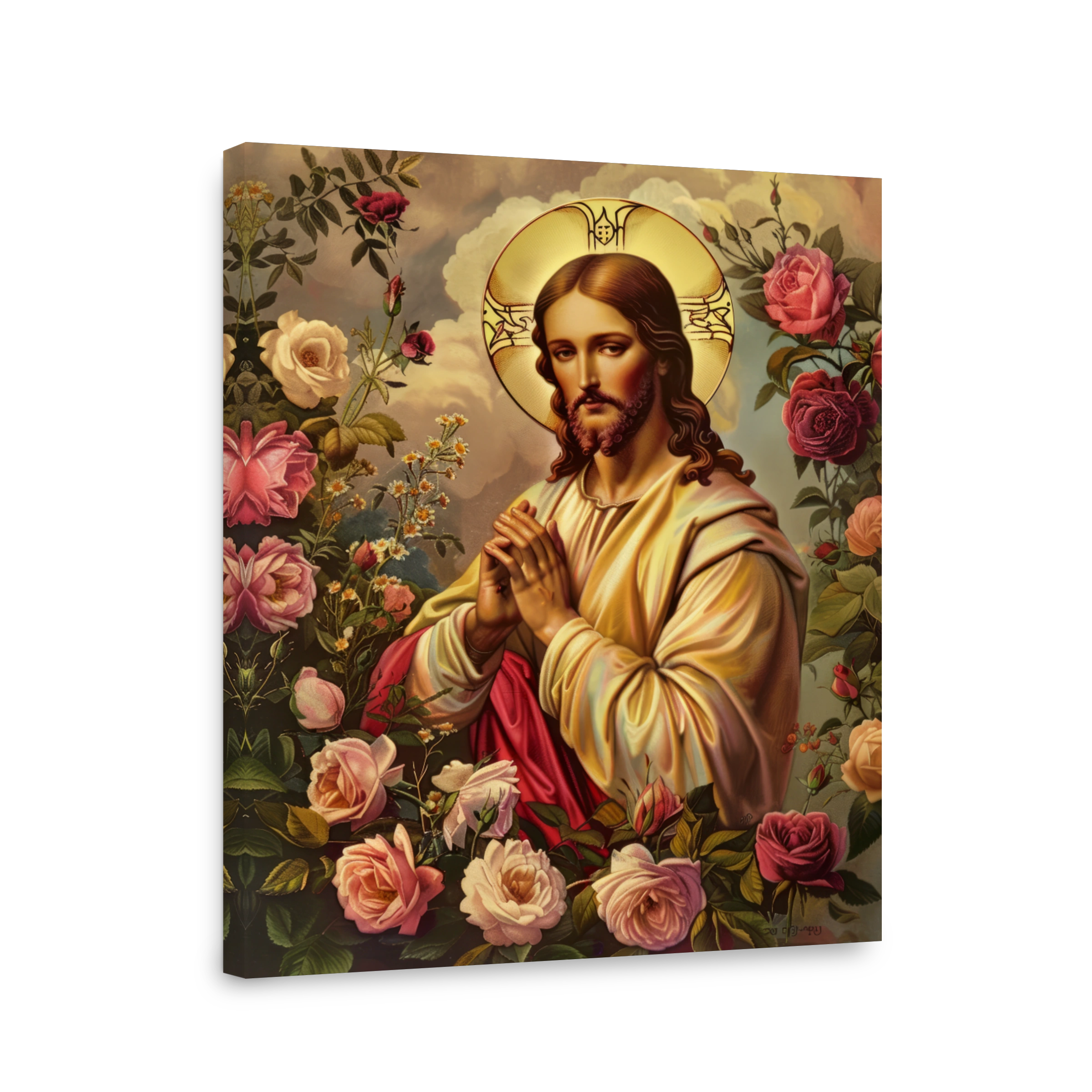 Jesus surrounded by roses painting