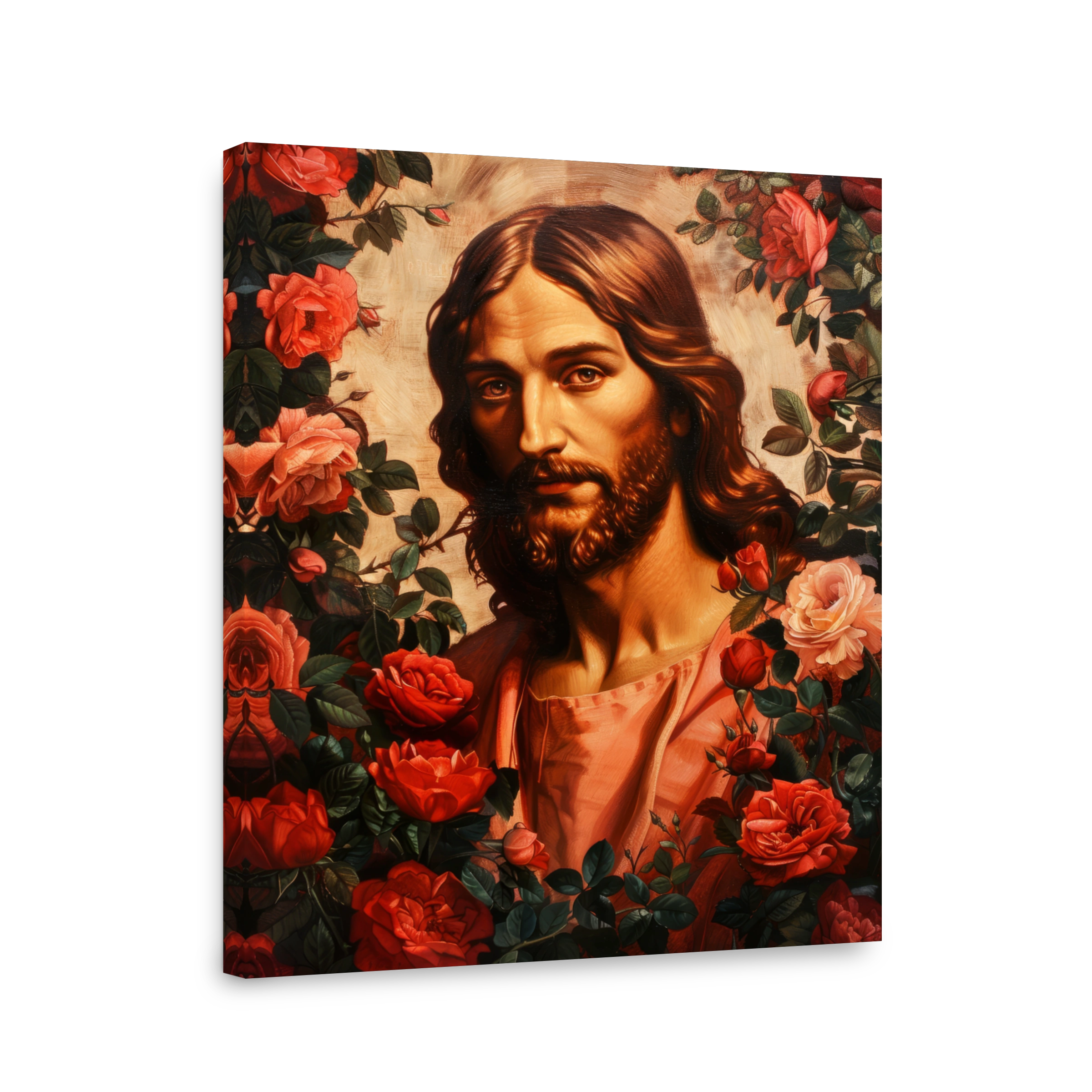 Jesus Surrounded by Roses Oil Painting