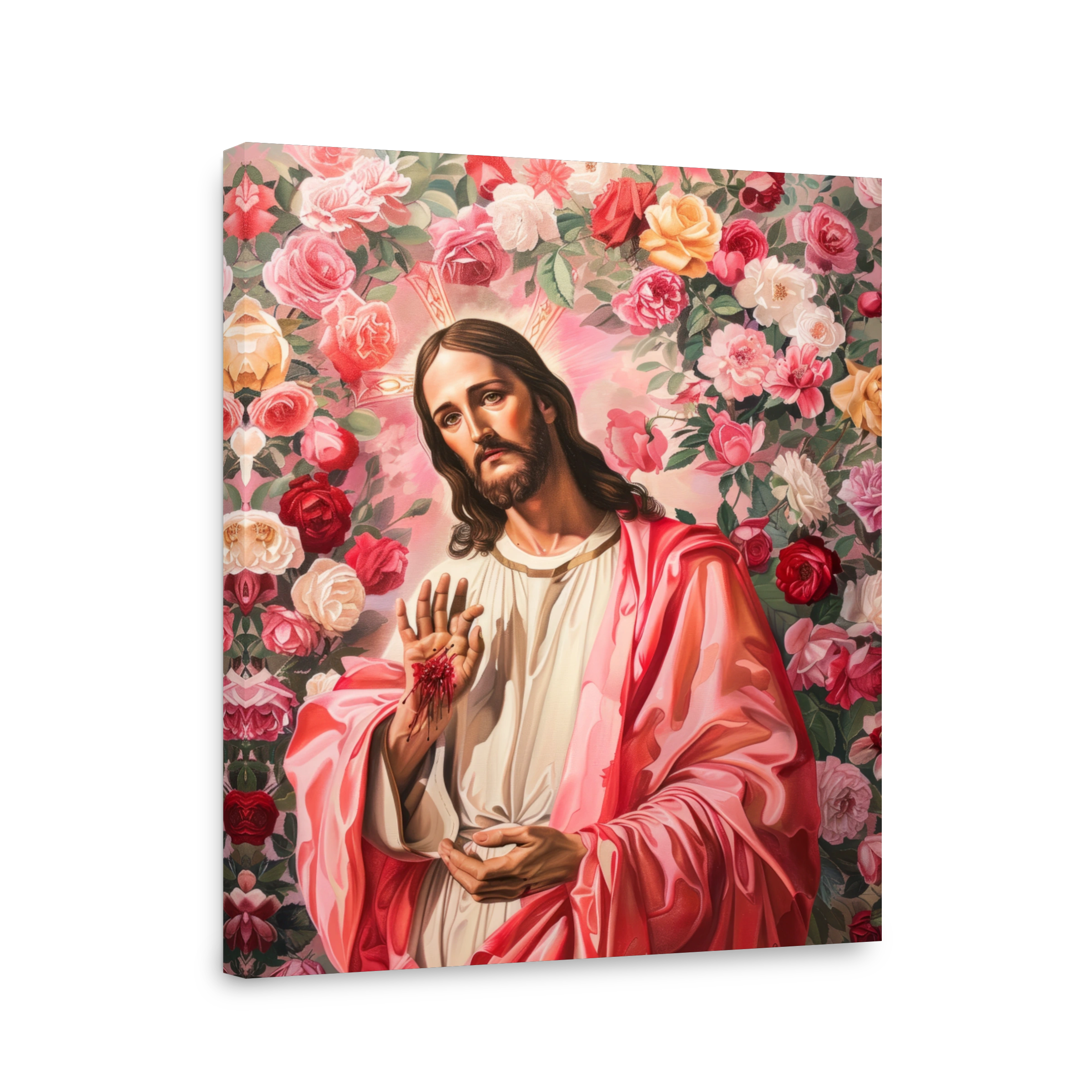 Jesus Surrounded by Roses Oil Painting