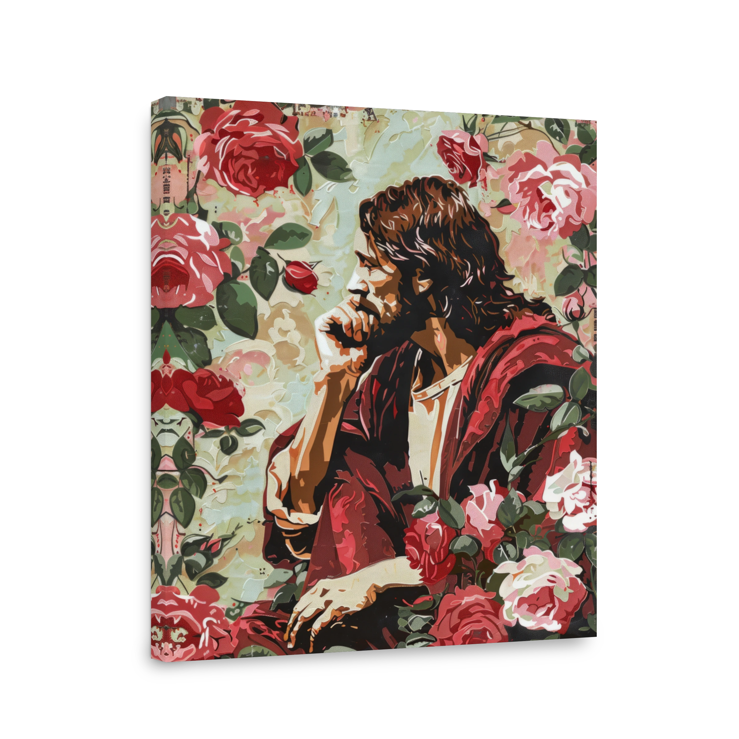 Jesus surrounded by roses digital art