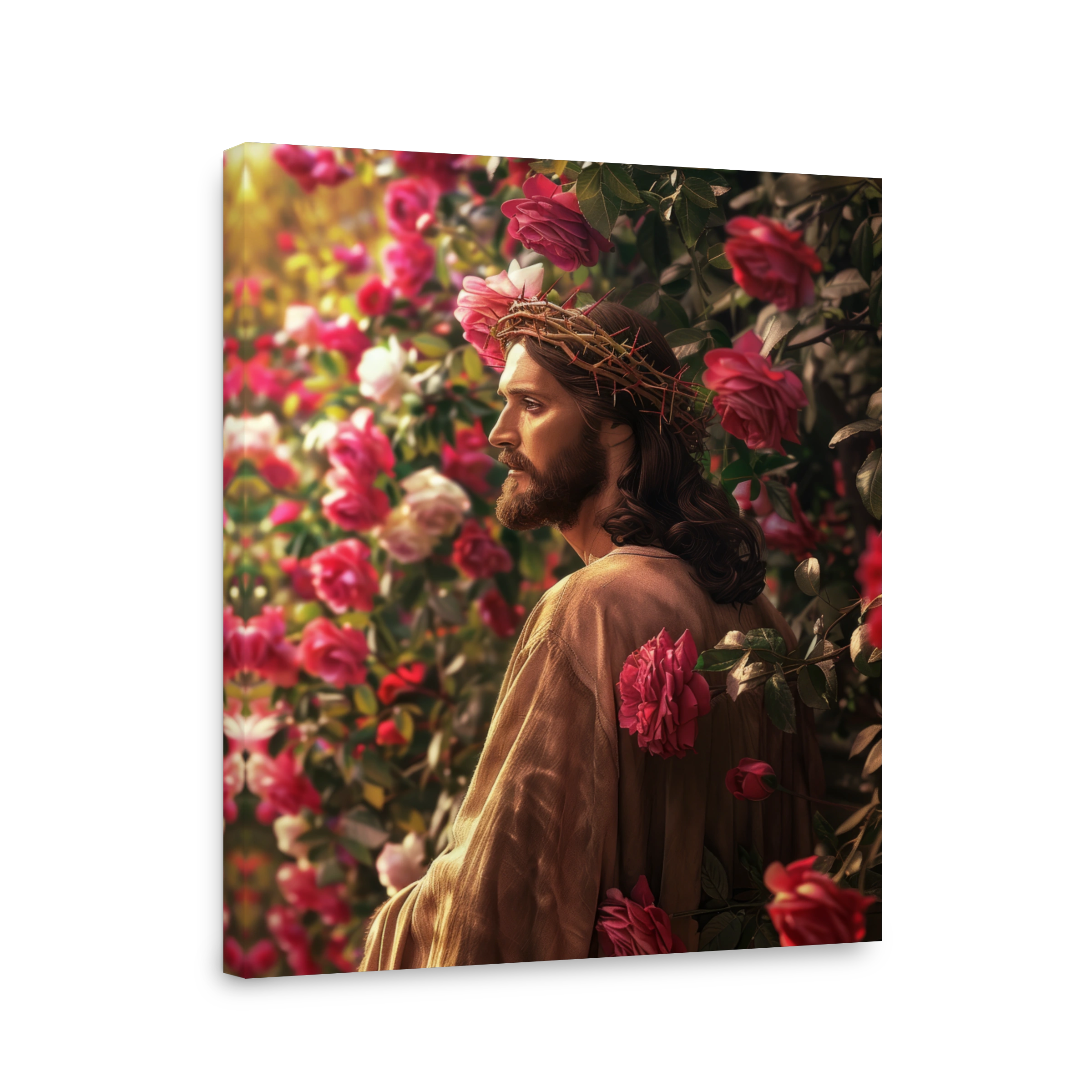Jesus Christ Surrounded by Roses Digital Art
